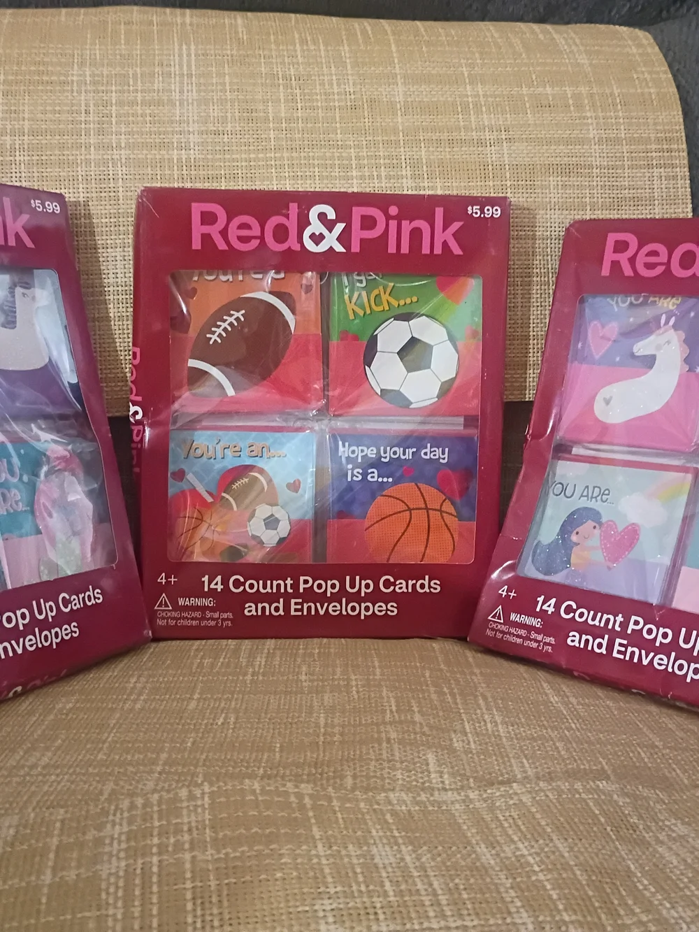 14-Count Pop Up Cards and Envelopes - Red and Pink